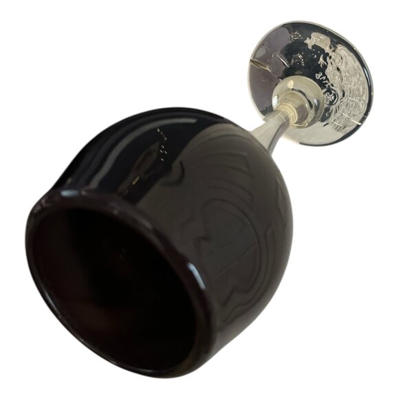 Handmade Jackie Brillard Signed Art Glass Goblet – 1998 – Purple Bowl & Clear Ba - Picture 5 of 7